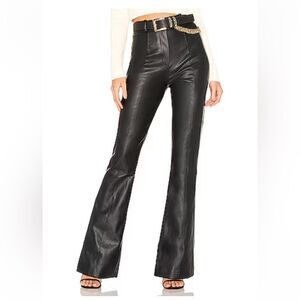 Majorelle Blake Vegan Leather Pants black bells flares 70s moto Revolve XS